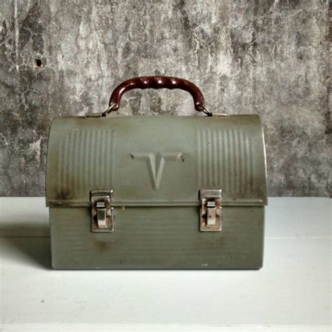 vintage green lunch box metal|old fashioned metal lunch boxes.